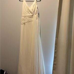 Cream Sleeveless Halter Wedding Gown